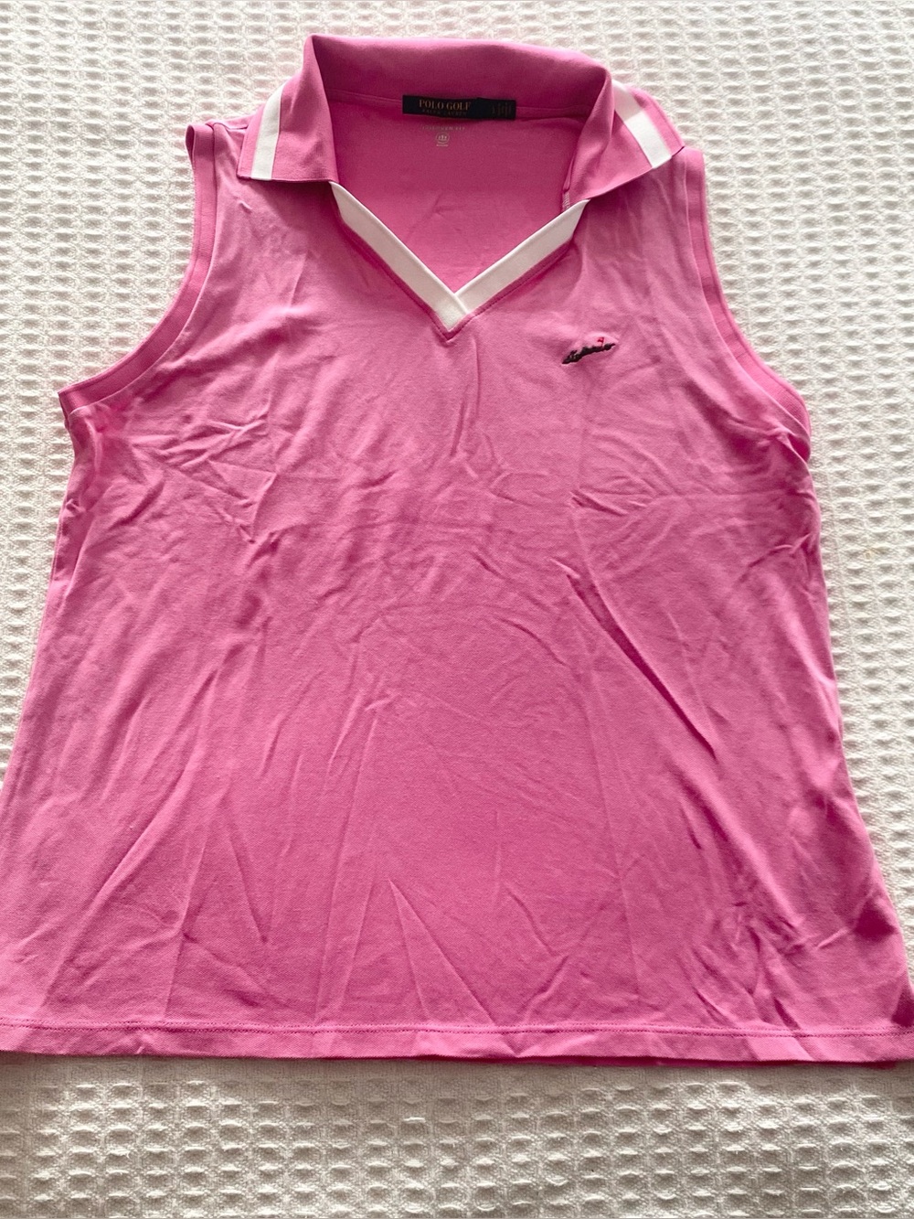 Polo Golf Pink Sleeveless Polo Tank with White Trim Large